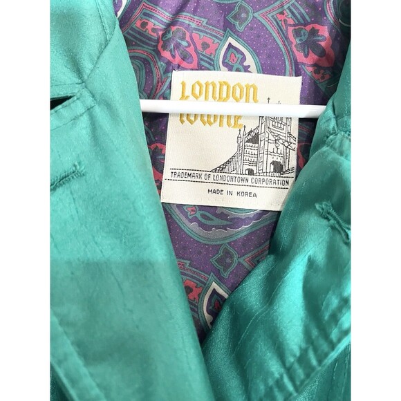 VTG London Towne by London Fog  Size 6 Bright Green Trench Coat Rain Jacket - Picture 3 of 7